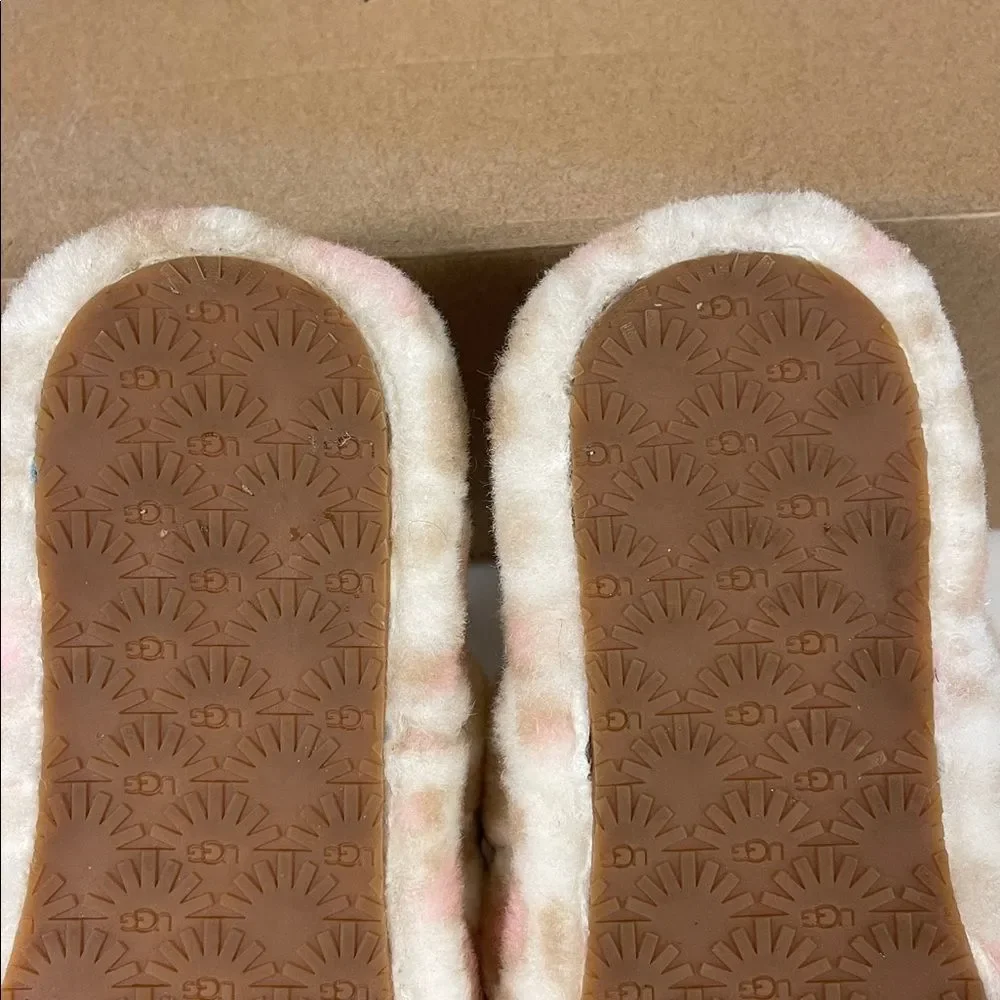 UGG Kids' Fluff Yeah Slide Panther Print Size 6 Pink & Tan Leopard Print